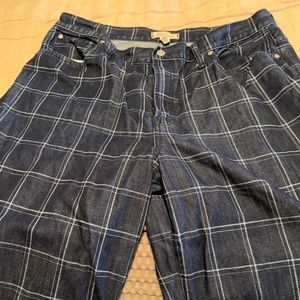 Madewell Wide Leg Plaid Denim Pants Size 33